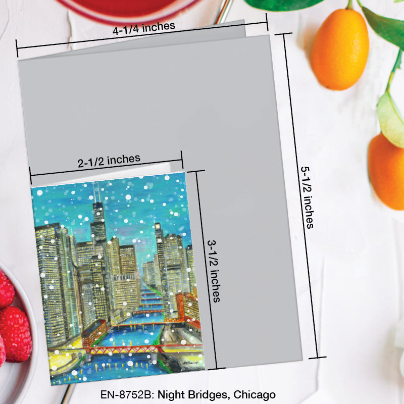 Night Bridges, Chicago, Greeting Card (8752B), Enclosure Card, www.printedcanvas.com