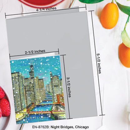 Night Bridges, Chicago, Greeting Card (8752B), Enclosure Card, www.printedcanvas.com