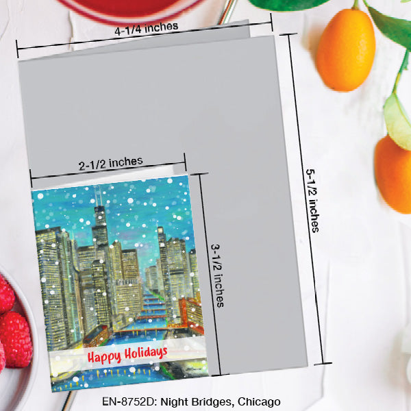 Night Bridges, Chicago, Greeting Card (8752D), Enclosure Card, www.printedcanvas.com