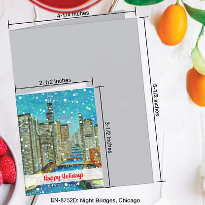 Night Bridges, Chicago, Greeting Card (8752D), Enclosure Card, www.printedcanvas.com