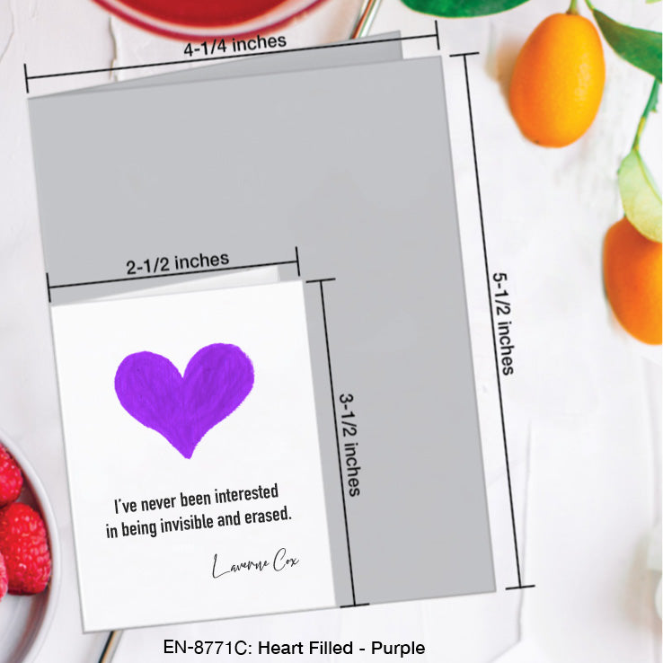 Heart Filled - Purple, Greeting Card (8771C), Enclosure, www.printedcanvas.com