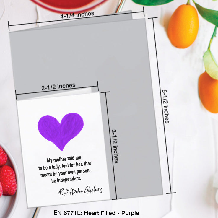Heart Filled - Purple, Greeting Card (8771E), Enclosure, www.printedcanvas.com
