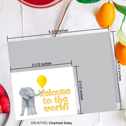 Elephant Baby, Greeting Card (8774C), Enclosure, www.printedcanvas.com