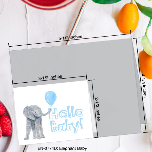 Elephant Baby, Greeting Card (8774D), Enclosure, www.printedcanvas.com