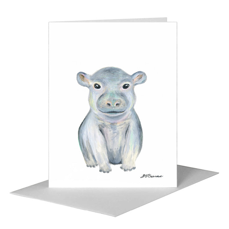Hippopotamus Baby, Greeting Card (#8777A) A2 Card Front, www.printedcanvas.com