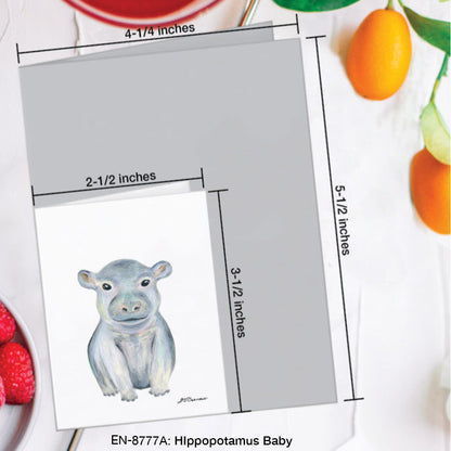 Hippopotamus Baby, Greeting Card (8777A), Enclosure Card, www.printedcanvas.com