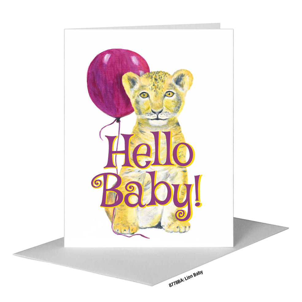Lion Baby, Greeting Card (#8778BA)