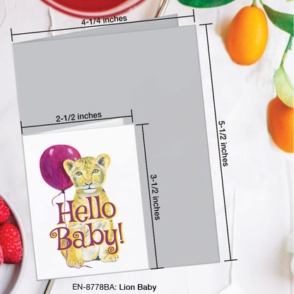 Lion Baby, Greeting Card (#8778BA)