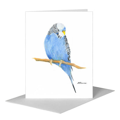 Parakeet Blue, Greeting Card (#8779A), A2 Card Front, www.printedcanvas.com