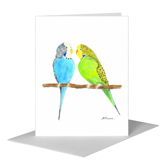 Parakeet Duo, Greeting Card (#8780A) A2 Card Front, www.printedcanvas.com