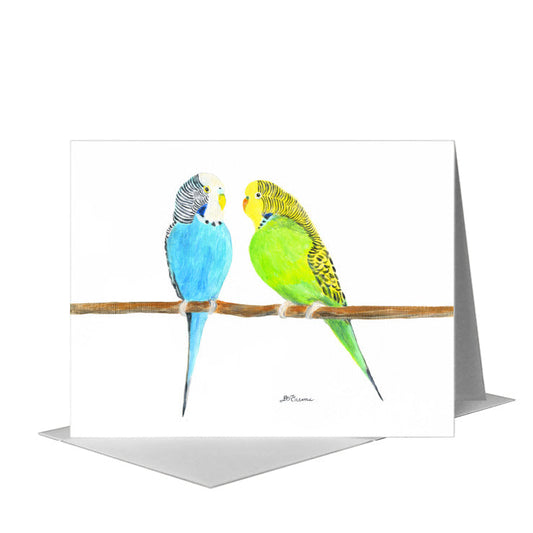 Parakeet Duo, Greeting Card (#8780B) A2 Card Front, www.printedcanvas.com