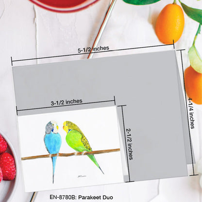 Parakeet Duo, Greeting Card (8780B), Enclosure Card, www.printedcanvas.com