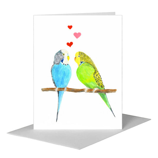Parakeet Duo, Greeting Card (#8780C) A2 Card Front, www.printedcanvas.com