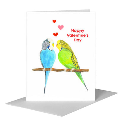 Parakeet Duo, Greeting Card (#8780D) A2 Card Front, www.printedcanvas.com