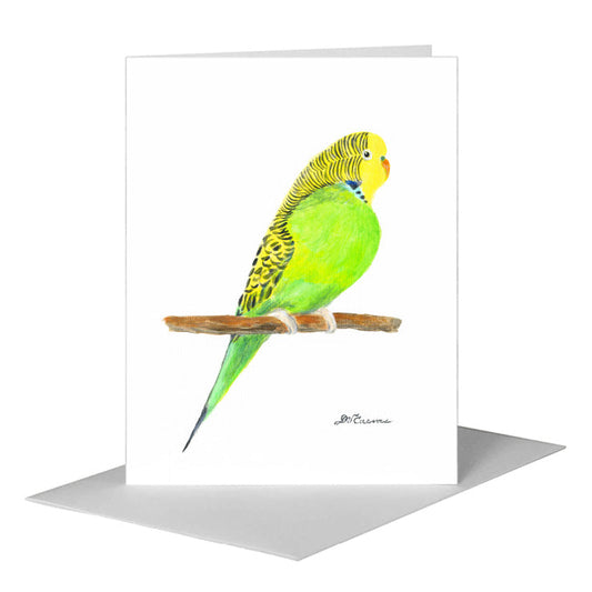 Parakeet Green, Greeting Card (#8781A) A2 Card Front, www.printedcanvas.com
