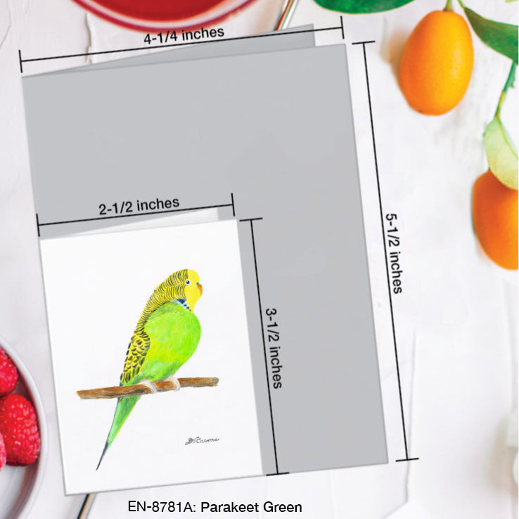 Parakeet Green, Greeting Card (8781A), Enclosure Card, www.printedcanvas.com