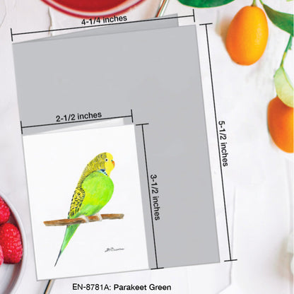 Parakeet Green, Greeting Card (8781A), Enclosure Card, www.printedcanvas.com