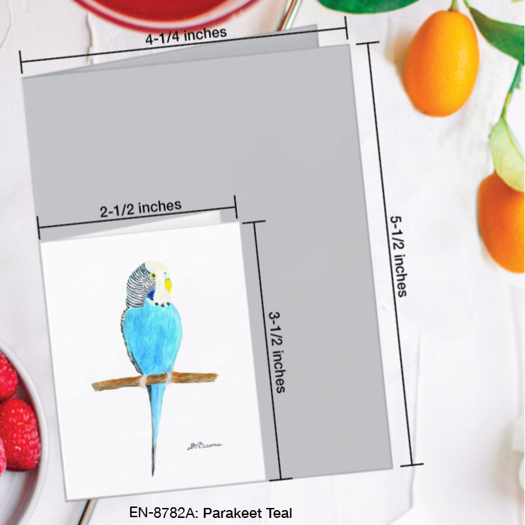 Parakeet Teal, Greeting Card (8782A), Enclosure Card, www.printedcanvas.com