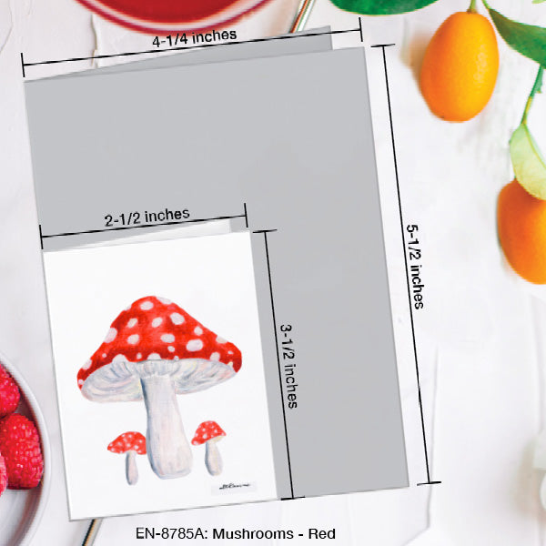 Mushrooms - Red, Greeting Card (8785A), Enclosure Card, www.printedcanvas.com