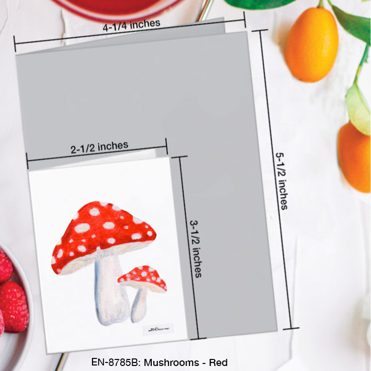Mushrooms - Red, Greeting Card (8785B), Enclosure Card, www.printedcanvas.com