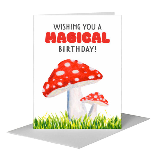 Mushrooms - Red, Greeting Card (#8785BA) A2 Card Front, www.printedcanvas.com