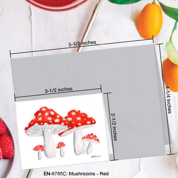 Mushrooms - Red, Greeting Card (8785C), Enclosure Card, www.printedcanvas.com