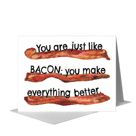 Bacon Three, Greeting Card (#8786B) A2 Card Front, www.printedcanvas.com