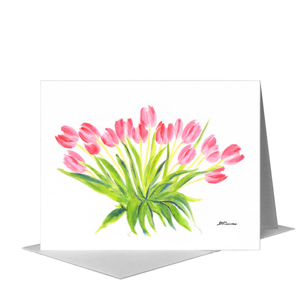 Pink Tulip Bunch, Greeting Card (#8792A) A2 Card Front, www.printedcanvas.com