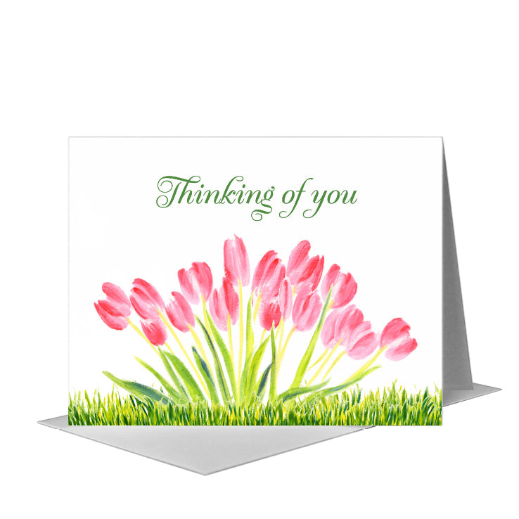 Pink Tulip Bunch, Greeting Card (#8792C) A2 Card Front, www.printedcanvas.com