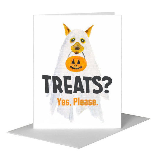 Ghostie Doggo, Greeting Card (#8803B) A2 Card Front, www.printedcanvas.com