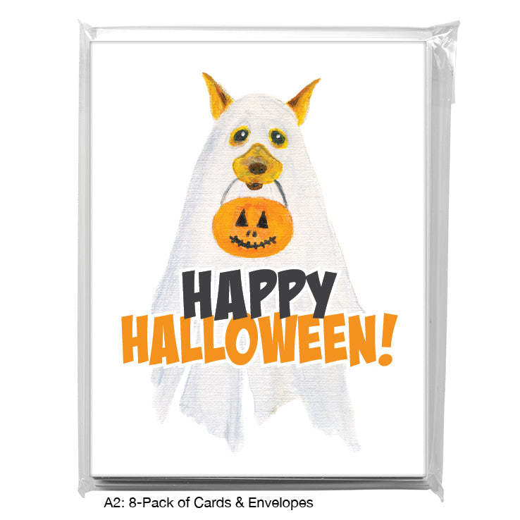 Ghostie Doggo, Greeting Card (#8803C), A2 Card 8-Pack, www.printedcanvas.com
