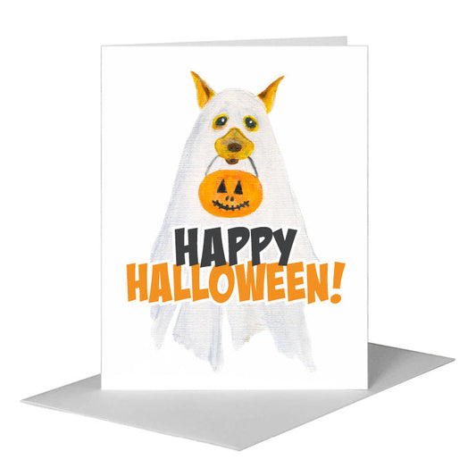 Ghostie Doggo, Greeting Card (#8803C) A2 Card Front, www.printedcanvas.com