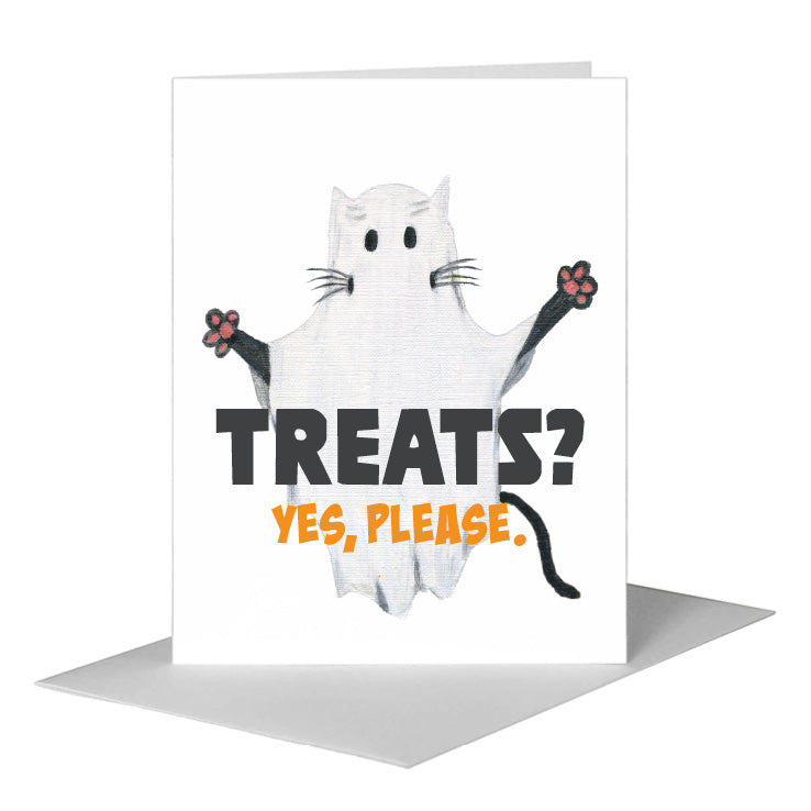 Ghostie Catter, Greeting Card (#8804C) A2 Card Front, www.printedcanvas.com