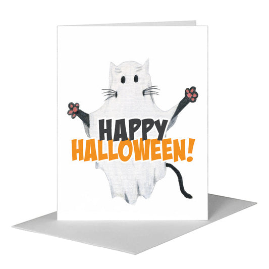 Ghostie Catter, Greeting Card (#8804E) A2 Card Front, www.printedcanvas.com