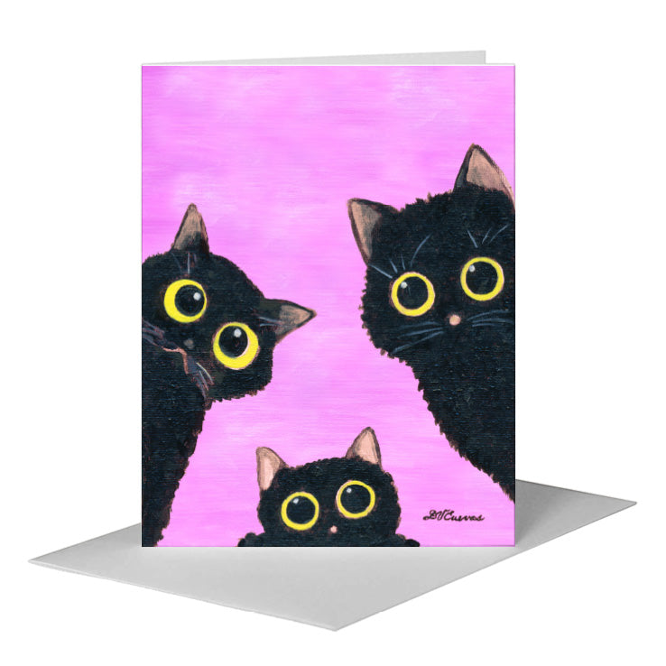 Cats Curiosity, Greeting Card (#8810AA) A2 Card Front, www.printedcanvas.com