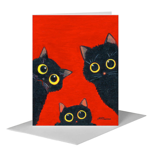 Cats Curiosity, Greeting Card (#8810A) A2 Card Front, www.printedcanvas.com