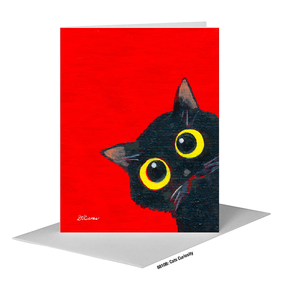 Cats Curiosity, Greeting Card (#8810B), A2 Card Front, www.printedcanvas.com