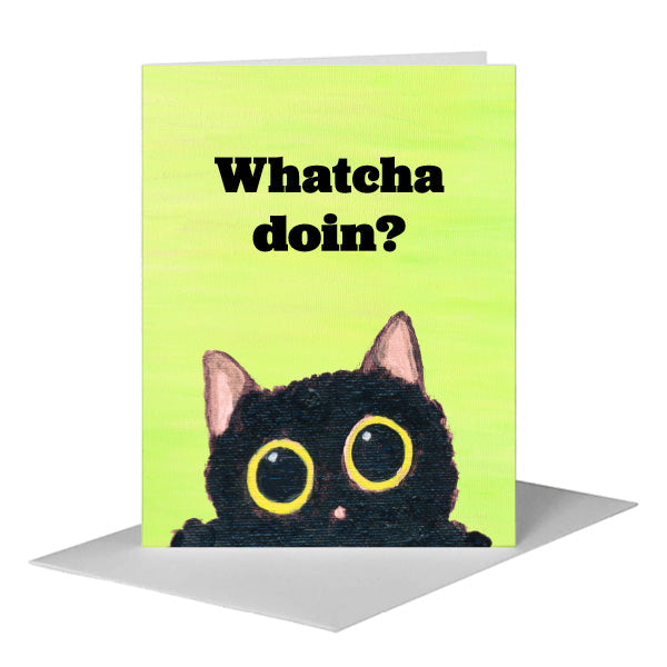 Cats Curiosity, Greeting Card (#8810CB) A2 Card Front, www.printedcanvas.com