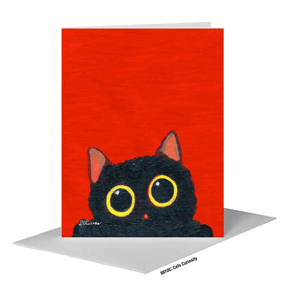 Cats Curiosity, Greeting Card (#8810C), A2 Card Front, www.printedcanvas.com