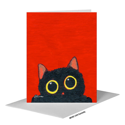 Cats Curiosity, Greeting Card (#8810C), A2 Card Front, www.printedcanvas.com