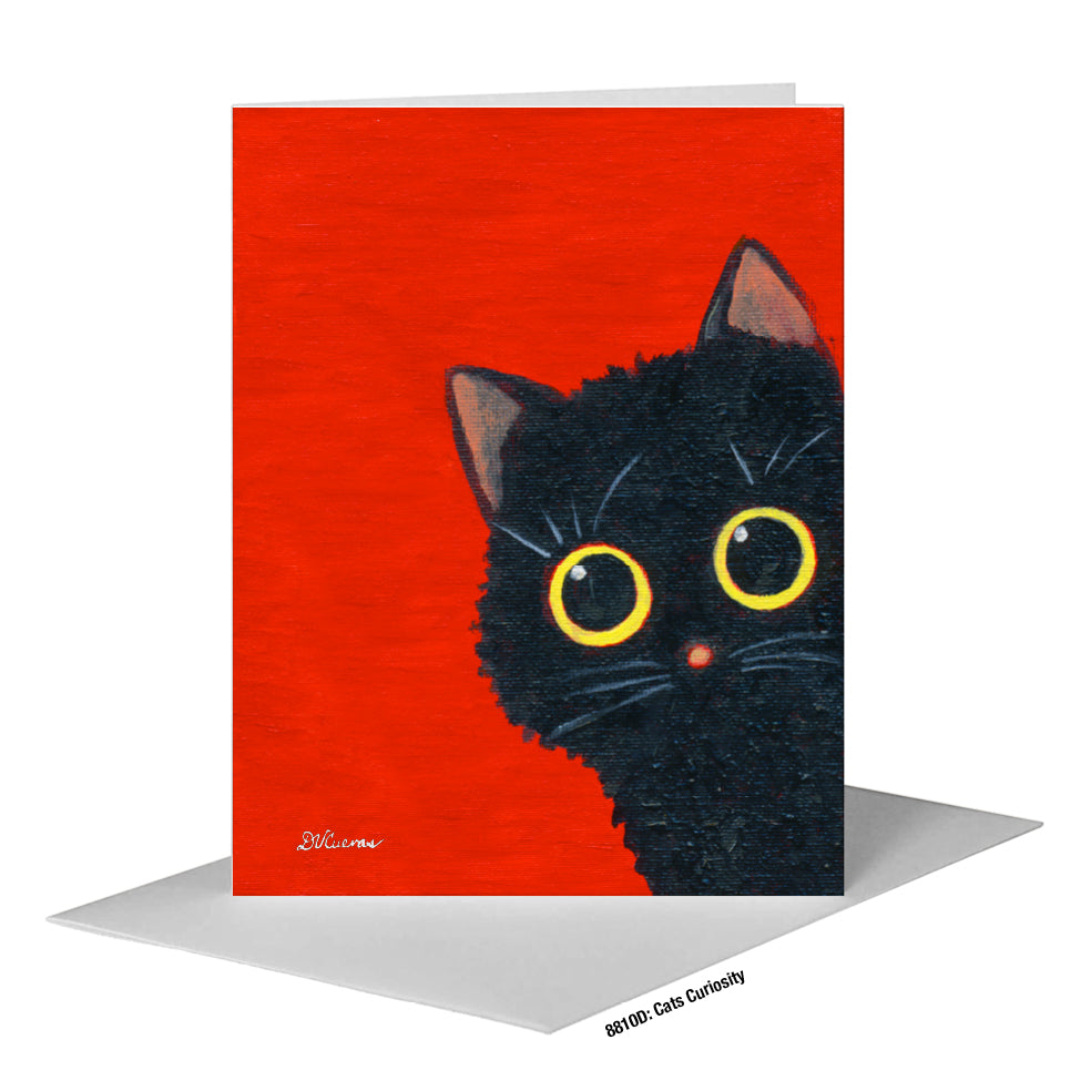 Cats Curiosity, Greeting Card (#8810D), A2 Card Front, www.printedcanvas.com