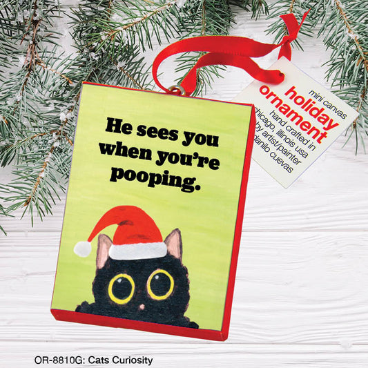 Cats Curiosity, Ornament (OR-8810G), Front, www.printedcanvas.com