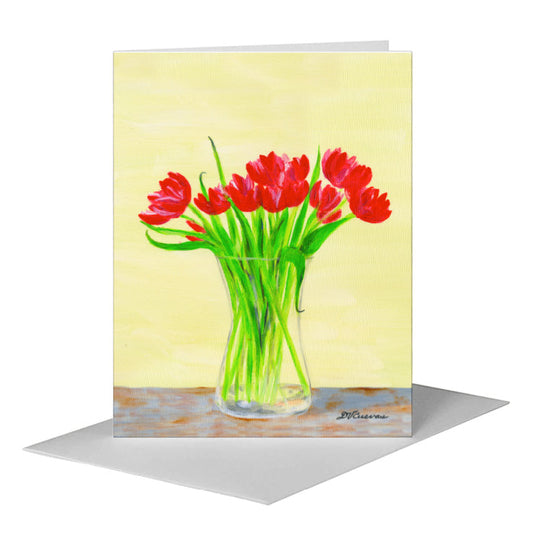 Tulips in Vase, Greeting Card (#8813A) A2 Card Front, www.printedcanvas.com