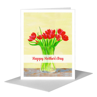Tulips in Vase, Greeting Card (#8813B), A2 Card Front, www.printedcanvas.com