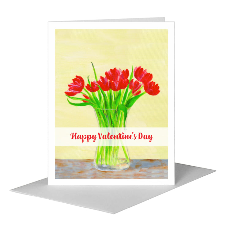 Tulips in Vase, Greeting Card (#8813C) A2 Card Front, www.printedcanvas.com
