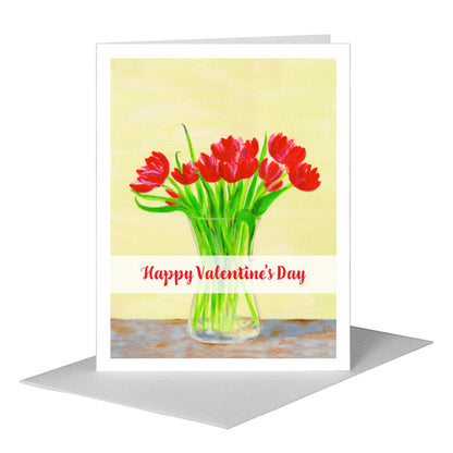 Tulips in Vase, Greeting Card (#8813C) A2 Card Front, www.printedcanvas.com