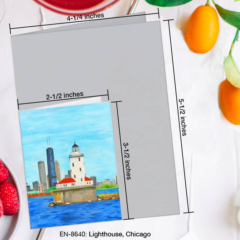 Lighthouse, Chicago, Greeting Card (8640A), Enclosure Card, www.printedcanvas.com