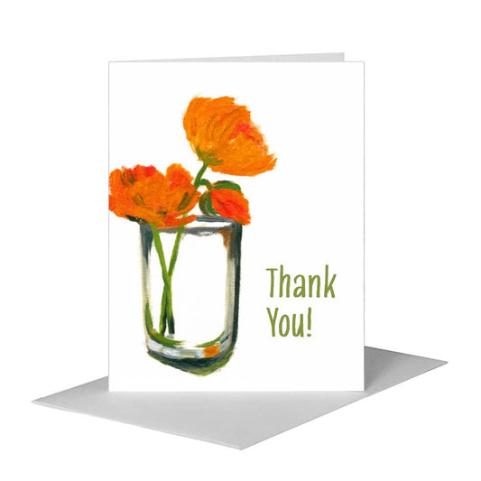 Poppies in Glass, Greeting Card (#7110B) A2 Card Front, www.printedcanvas.com