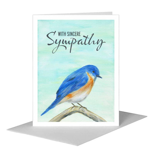 Blue Feathered, Greeting Card (#8314B) A2 Card Front, www.printedcanvas.com
