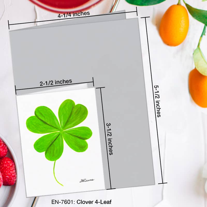 Clover 4-Leaf, Greeting Card (7601E), Enclosure Card, www.printedcanvas.com